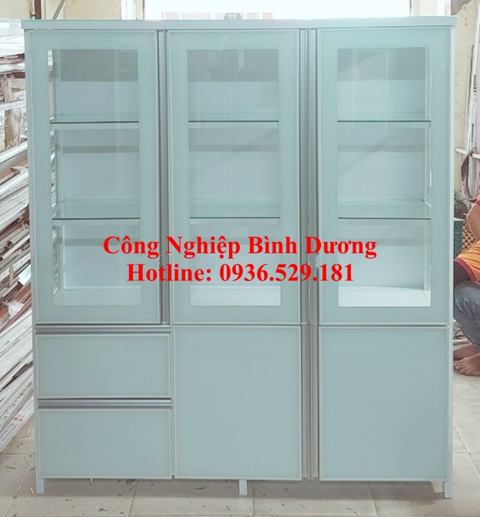 tủ chén nhôm kính 