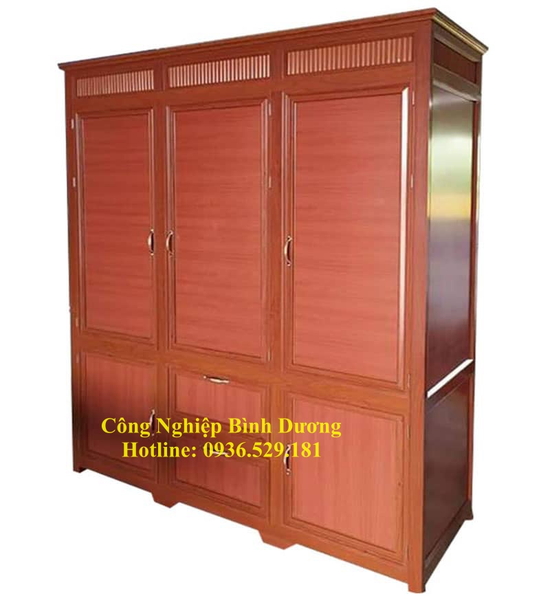 mẫu tủ quần áo nhôm kính 3 buồng 