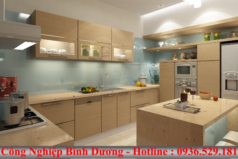 báo giá tủ bếp nhôm kính chữ G 