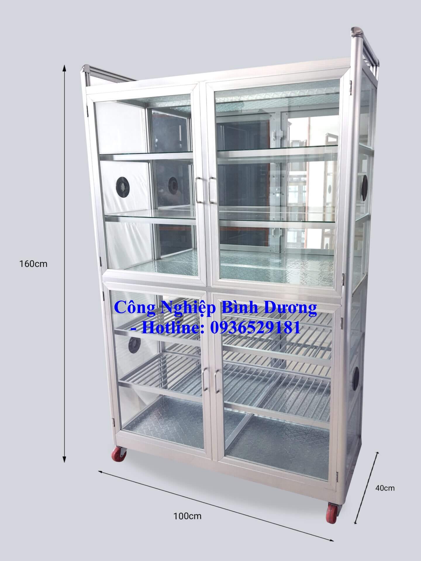 Tủ chén nhôm 5 tầng 100 x 160 x 40cm (TCNK04) có bánh xe
