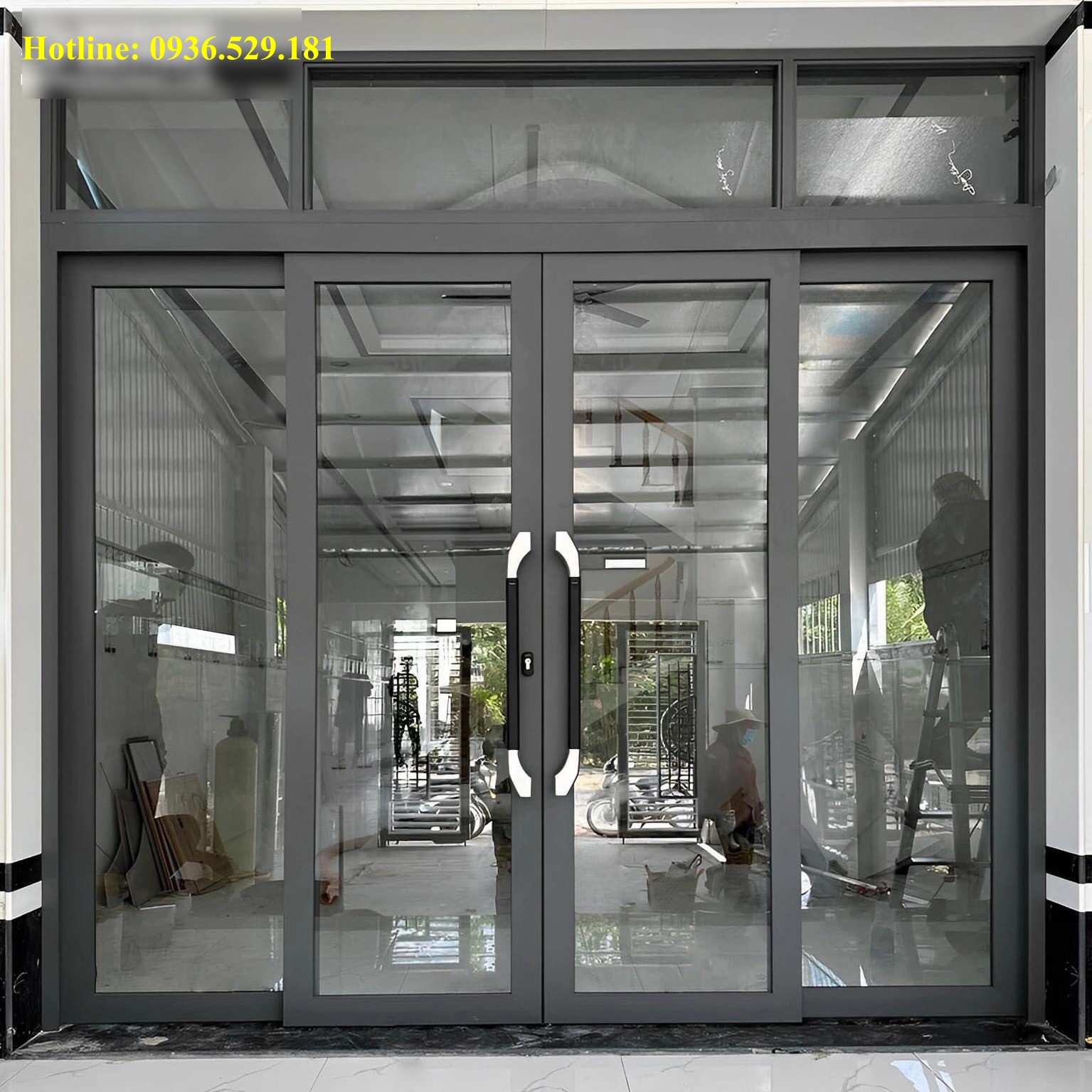 cửa trượt quay nhôm kính