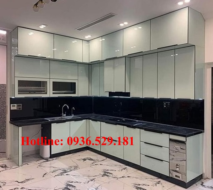 mậu tủ bếp nhôm kính giá rẻ