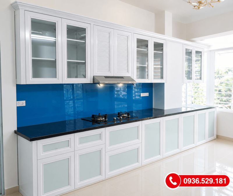 Tủ bếp nhôm kính treo tường giá rẻ - Báo giá theo mét dài