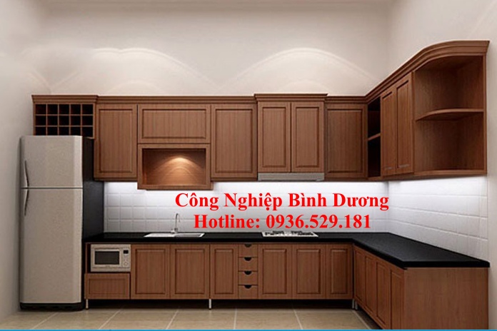 tủ bếp nhôm kính giá gỗ giá rẻ 