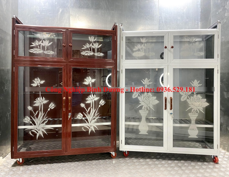 tủ chén bát nhôm kính giá rẻ 