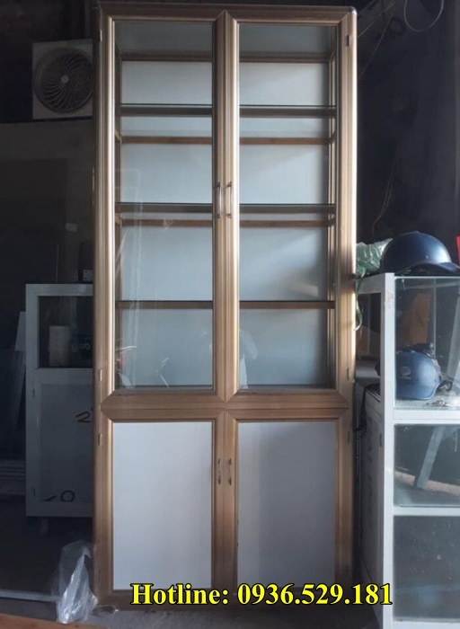 Tủ chén nhôm kính 