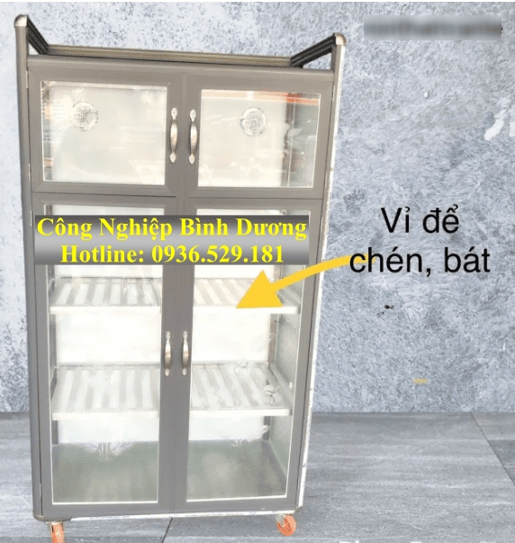 tủ chén nhôm kính 