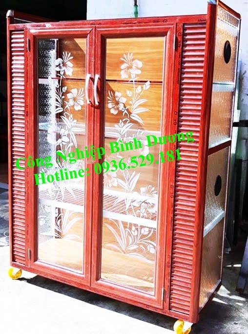 tủ chén nhôm kính
