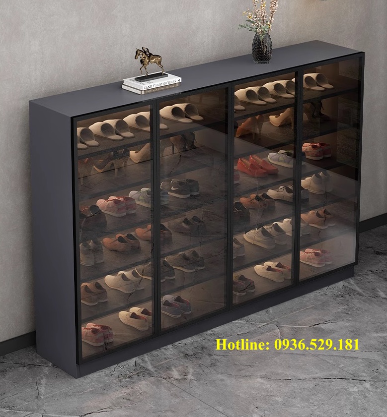 tủ giáy dép nhôm kính