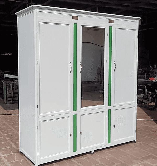 tủ quần áo nhôm kính màu trắng sứ 