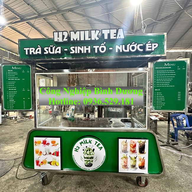 xe trà sữa nhôm kính 